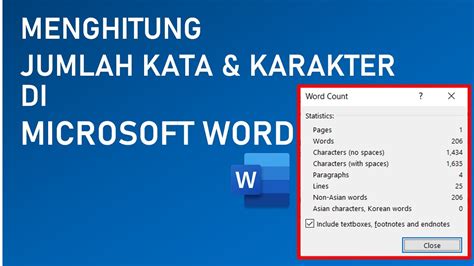 Cara Menghitung Jumlah Kata Di Microsoft Word Tutorial Word Bahasa