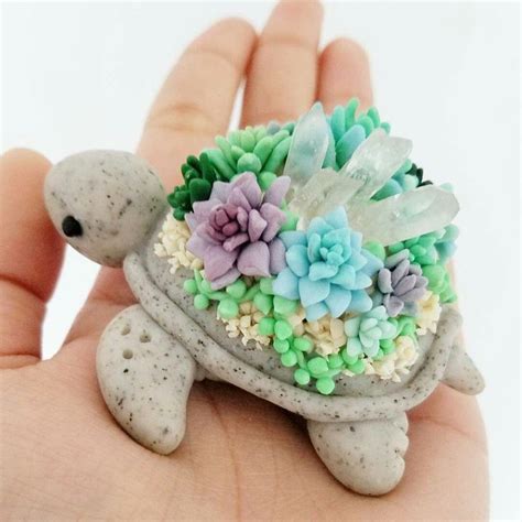 succulents clay turtle cute polymer clay clay crafts