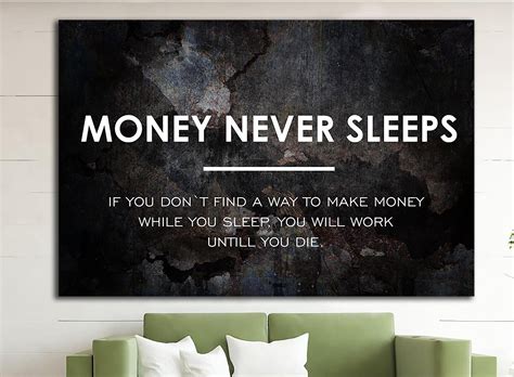 El Dinero Nunca Duerme Motivacional Lienzo Artwork Home Wall Etsy