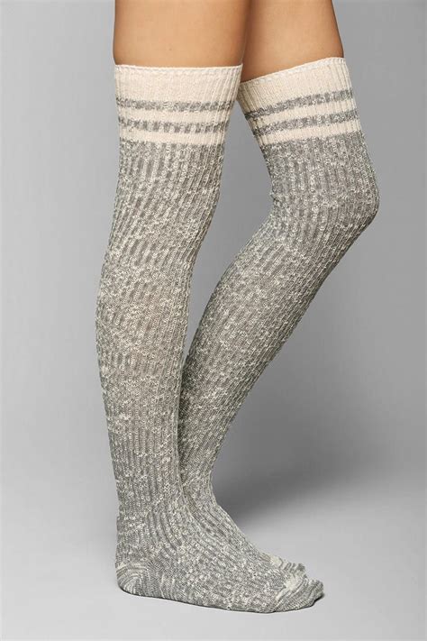 Marled Varsity Stripe Over The Knee Sock Urban Outfitters Over The