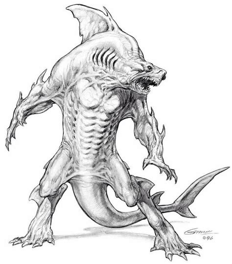Mutant Shark Creature Concept Art Concept Art Characters Character Art