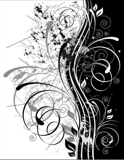 Black White Swirls And Grunge Stock Vector Illustration Of Swirl