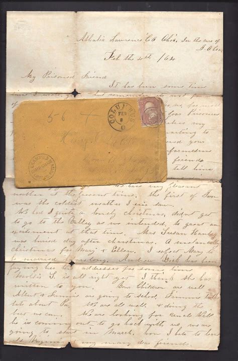 1864 Ohio Civil War Letter Sent To Virginia Cavalry Confederate