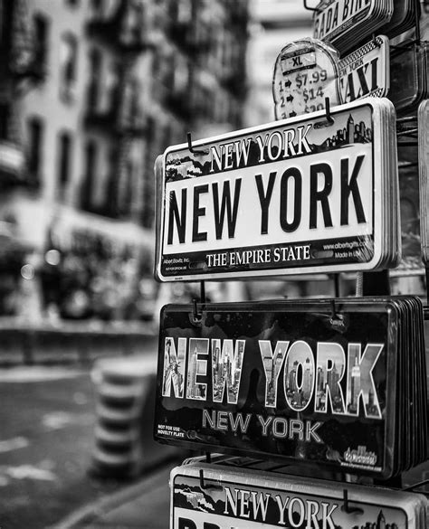 Black And White Photograph Of New York Street Signs