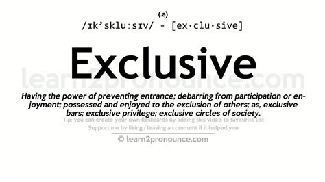 Pronunciation Of Exclusive Definition Of Exclusive Youtube