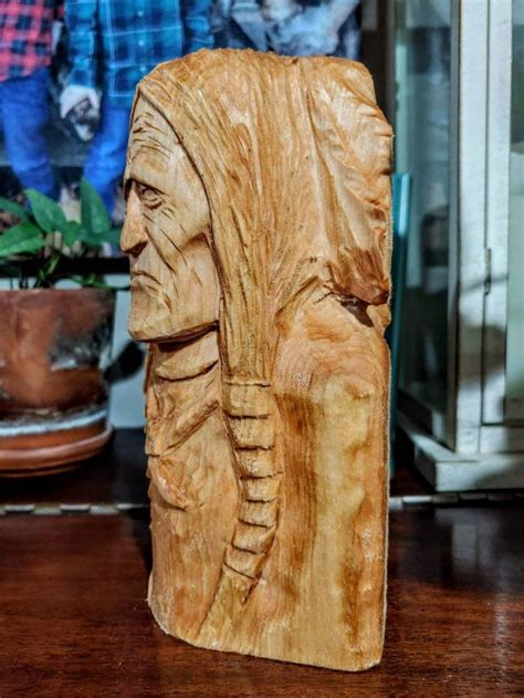 Hand Carved Native American Bust Etsy
