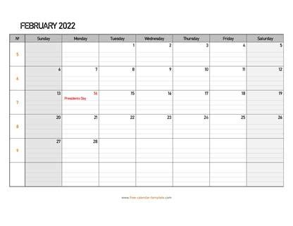 february 2022 free calendar tempplate free calendar templatecom