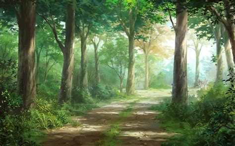 Download 1280x800 Wallpaper Anime Original Road Forest