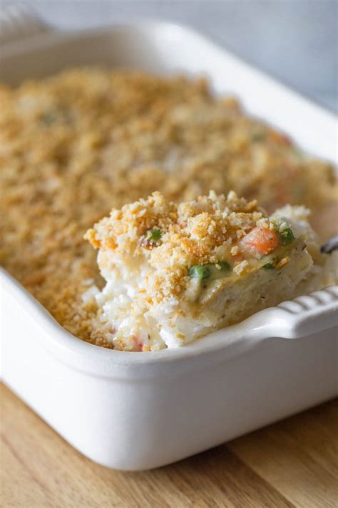 Arrange thighs in the dish over the rice, cover with foil and bake for 30 minutes. Creamy Chicken and Rice Bake - Lovely Little Kitchen