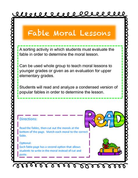 Fable Moral Lesson By Pumped For Primary Teachers Pay Teachers