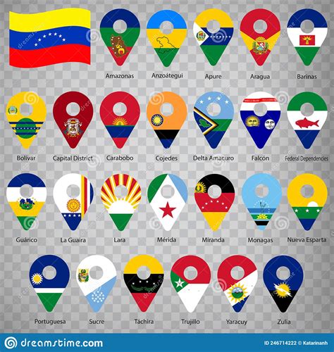 Twenty Five Flags The States Of Venezuela Alphabetical Order With