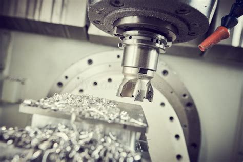 Metalworking Cutting Process By Milling Cutter Stock Image Image Of