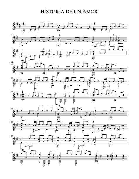 Historia De Un Amor Sheet Music For Piano Solo Easy