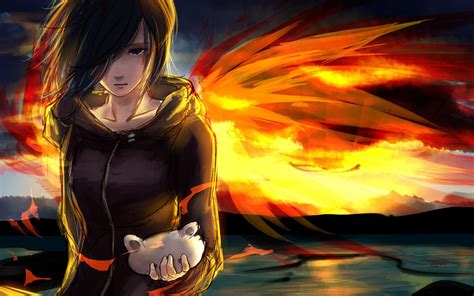 Free Download Hd Wallpaper Kirishima Touka Anime Girl With Wings