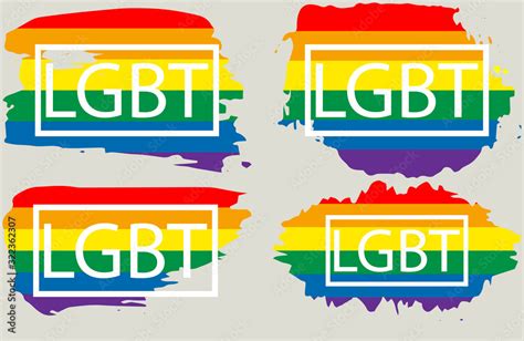 Lgbt Gay Rainbow Flag Set On The Grunge Watercolor Splash Gay And