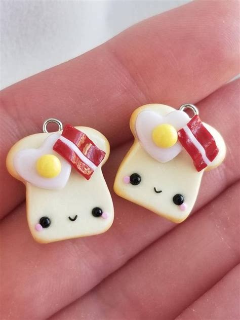 Pre Order Kawaii Bacon And Egg Toast Charm Polymer Clay Etsy In 2020