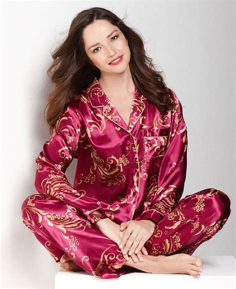 Morgan Taylor Satin Charmeuse Notch Collar Pajama Set Shiny Clothes Satin Pajamas Charmeuse