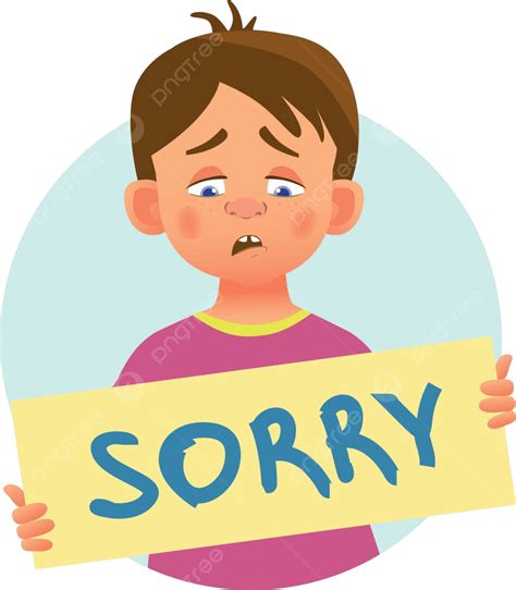 Boy With Word Sorry Regretting Apology Talking Vector Regretting