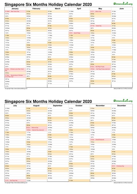 2021 Calendar Singapore Holiday Empty Calendar