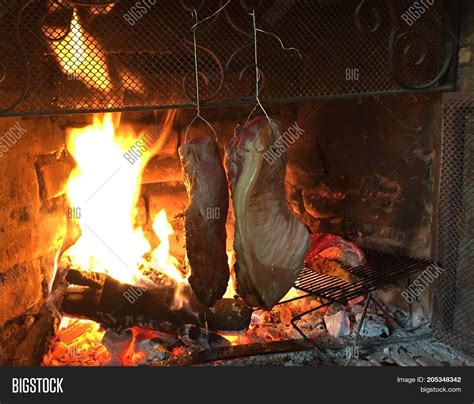 Meat Hanging On Flame Image And Photo Free Trial Bigstock