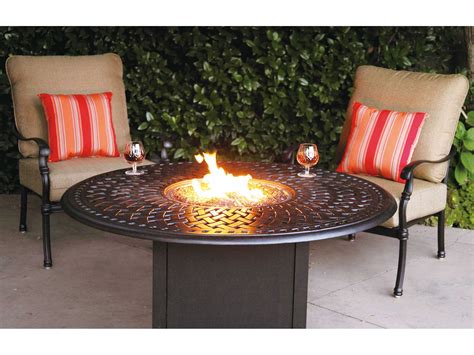 Dining table with fire pit in middle 5 piece patio cast aluminum furniture set. Darlee Outdoor Living Series 60 Cast Aluminum 60 Round ...