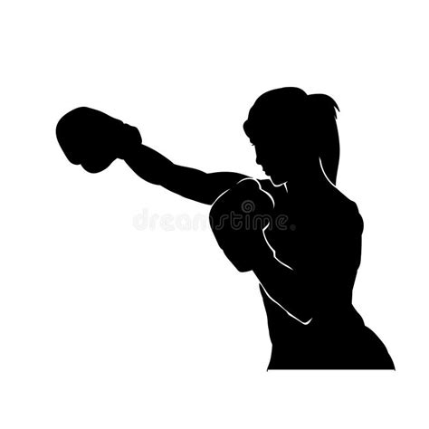 Silhouette Of A Woman Boxing Athlete In Action Pose Stock Vector