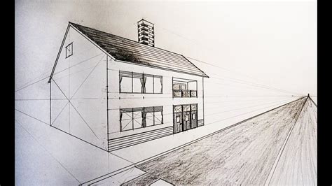 How To Draw House With Crosswalk Two Point Perspective Youtube