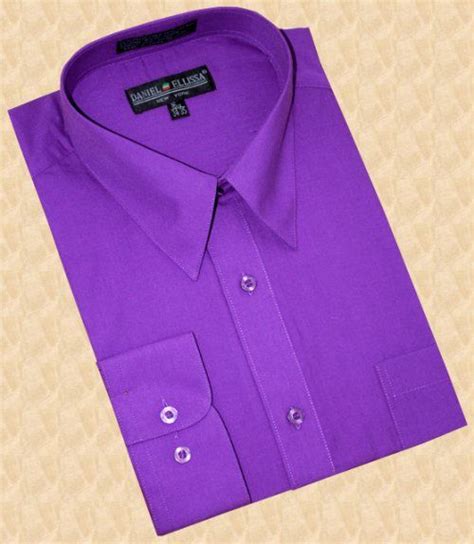 Purple Cotton Blend Dress Shirt With Convertible Cuffs Cotton Blends Dress Dress Shirt And