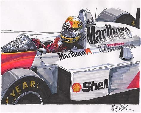 Ayrton Senna Mclaren French Grand Prix Drawing By Paul Guyer Pixels