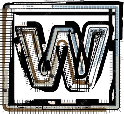 รูปอักษรกรันจ์ฟอนต์ W รูปแบบข้อความเวกเตอร์ เวกเตอร์ Png เวกเตอร์