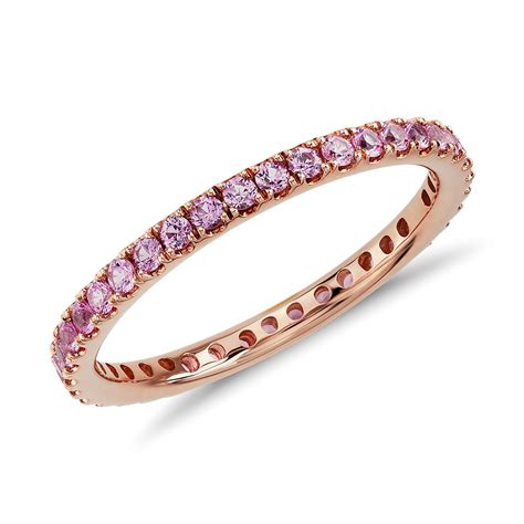 Riviera Pavé Pink Sapphire Eternity Ring In 18k Rose Gold 15mm