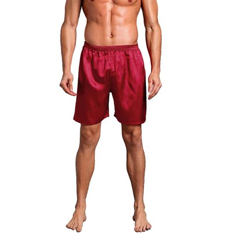 Mens Satin Boxer Shorts Pajamas Shorts Sleepwear Boxers Underwear Beach