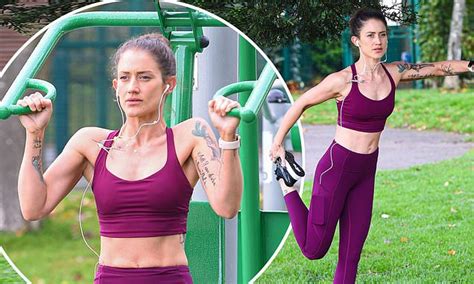 Katie Waissel Displays Her Washboard Abs As She Works Out Outdoors After Overhauling Fitness