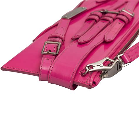 Burberry Pink Patent Leather Bridle Elongated Clutch Bag