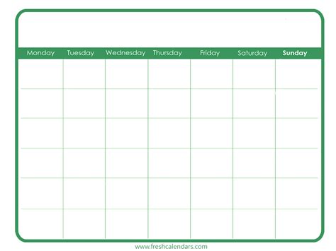 Blank Calendar Template Free Printable