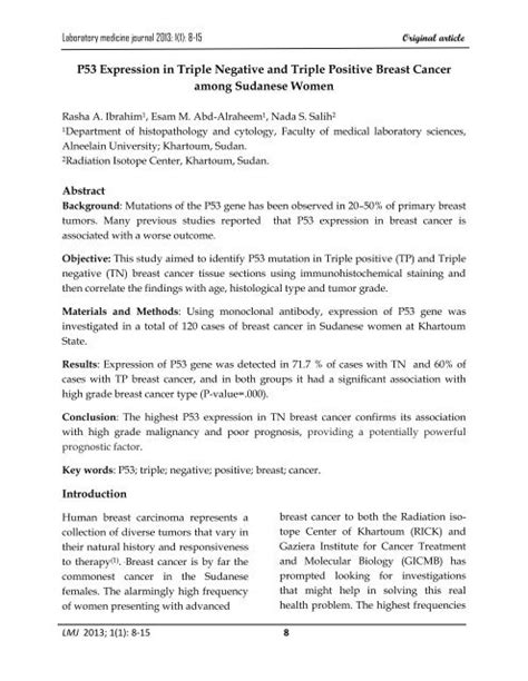 P53 Expression In Triple Negative And Triple Positive Breast Cancer