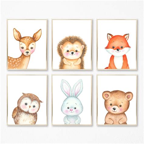 Baby Animal Prints Baby Wall Art Babies Room Forest Animal Etsy