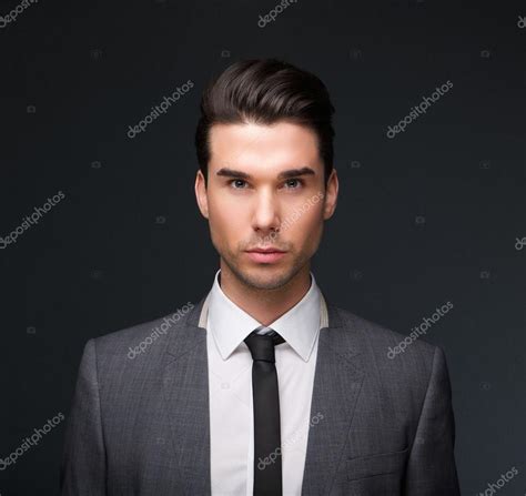 Handsome Male Fashion Model In Business Suit Stock Photo By