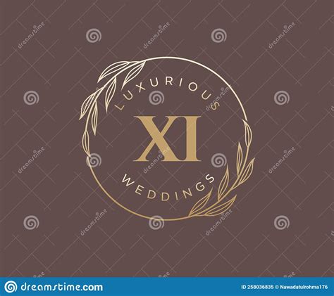 Xi Initials Letter Wedding Monogram Logos Template Hand Drawn Modern