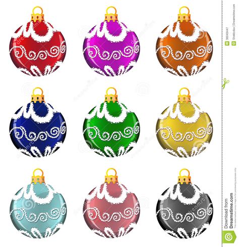 Christmas Ornaments Set Stock Vector Illustration Of Shiny 36043447