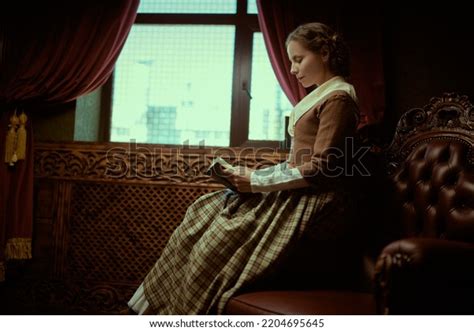Sideview Portrait Beautiful Aristocratic Girl 18th Stock Photo