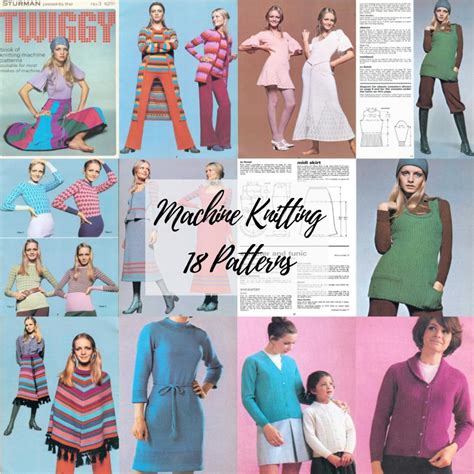 18 machine knitting patterns womens knit magazine 80s twiggy pdf digital knit knitmaster passap