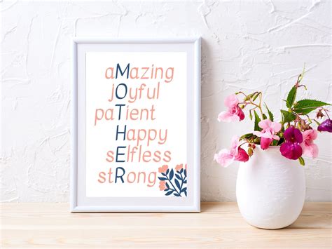 Mother Acronym Printable Word Art Mothers Day T Mother Etsy