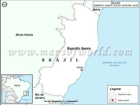 Espirito Santo Map State Of Espirito Santo Brazil