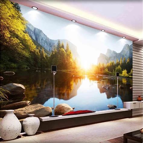 Beibehang Custom Wallpaper 3d Murals Lakes And Mountains Landscapes