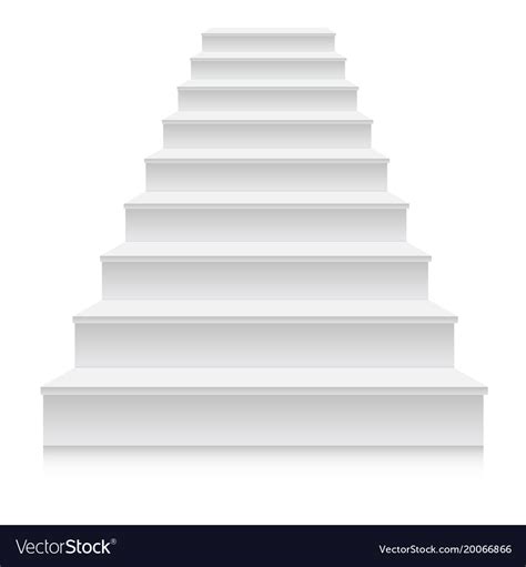 White Stair Template Front View 3d Isolated Vector Image