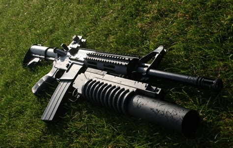 Wallpaper Grass Weapons Grenade Launcher Rifle M16 Assault M203
