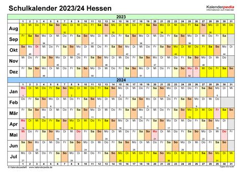 Schulkalender 20232024 Als Excel Vorlagen Zum Ausdrucken Images Inono