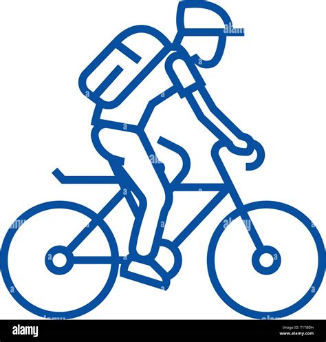 Riding Bicycle Line Icon Concept Riding Bicycle Flat Vector Symbol