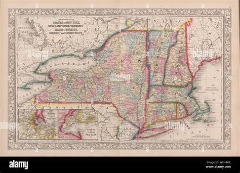 County Map Of The States Of New York New Hampshire Vermont